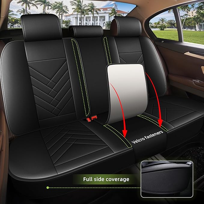 AOMSAZTO Car Seat Covers Full Set Fit for Nissan Rogue Sport 2017-2022 Waterproof Faux Leather Car Seat Cushions Automotive 5 Seat Covers Set（Black）
