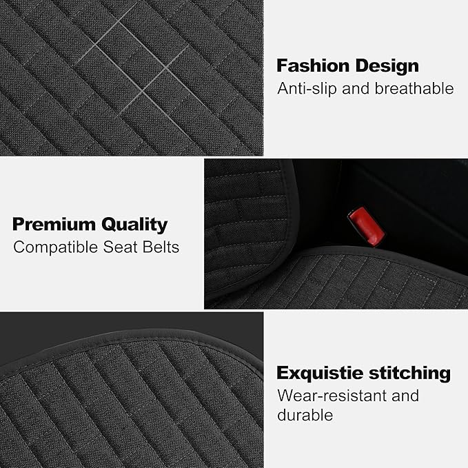 VarCozy Linen Car Seat Covers, Bottom Breathable Seat Covers for Cars for All Seasons with Non-Slip Protector, Universal Seat Covers for Cars, SUVs, Trucks