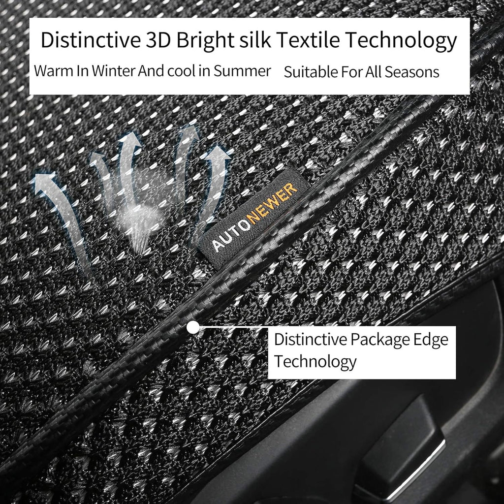 Auto Newer Breathable Universal Four Seasons Car Seat Covers, Luxury Include Front Car Seat Protector and RearCar Seat Cushion,Compatible with 95% Vehicles Fit for Cars Truck SUV (Black,3PCS)