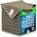 MW Pro Microfiber Cleaning Cloth | Olive | 12 Pack | 16” x 16” | All Purpose Microfiber Towels - Clean, Dust, Polish, Scrub, Absorbent