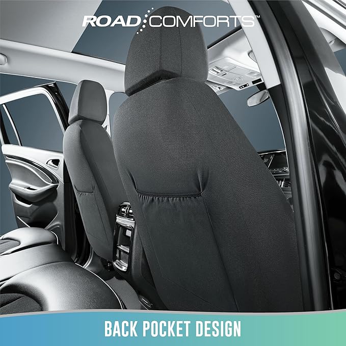 Road Comforts Front Leather Mesh Car Seat Cover - Breathable & Stylish, Airbag Compatible, Universal Fit for Cars, SUVs, Trucks, and Vans - Gray Color