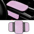 Dotesy Pink Cheetah Print Car Center Console Cover,Microfiber Leather Car Armrest Pad Cushion with 2 Storage Bags,Universal Car Armrest Storage Box Car Interior Accessories for Most Vehicles