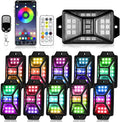 10 Pods Full Angle RGB Rock Lights Compatible with 12V Trucks Jeep UTV SUV ATV Boat Golf Cart, Waterproof Multi-Color, App/Remote Control Led Rock Lights with Music Mode(Patented)
