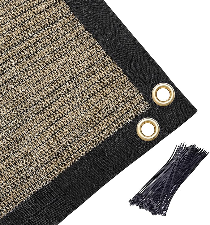 Amagenix 90% Shade Fabric 6'X 21' Mocha Sun Shade Cloth with Grommets for Pergola Replacement Shade Cover Canopy, Heavy Duty, Cable Zip Ties Included (We Customized)
