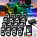 16 Pods Five Sided RGB Rock Lights for Trucks Jeep UTV SUV ATV Golf Cart, Multi Chasing Color App/Remote Control Led Rock Lights with Music Mode, Waterproof Exterior Underglow Kits for Cars(Patented)