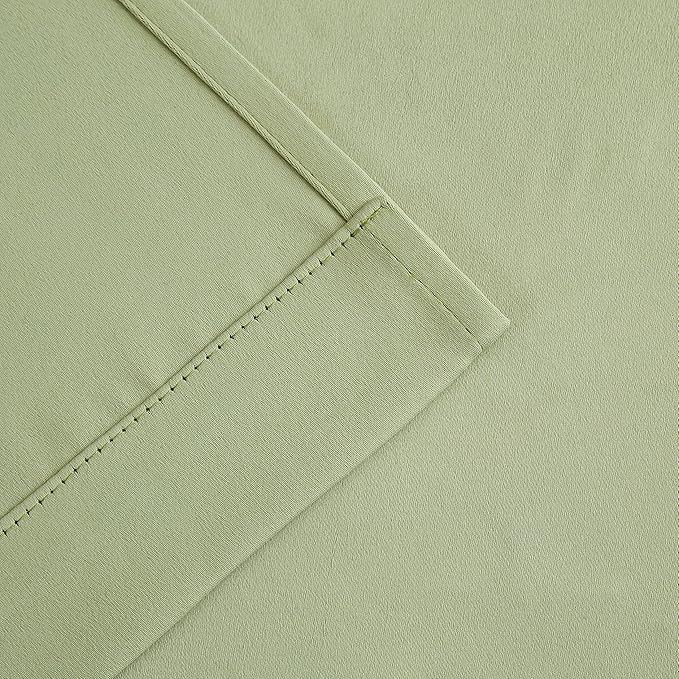 Bujasso Sage Green 90% Blackout Curtains with Sheer Overlay Mix and Match Double Layer Thermal Insulated Window Panels 63 inch Living Room Bedroom Green Drapes with Tiebacks Grommet Top 37" Wx63 Lx2