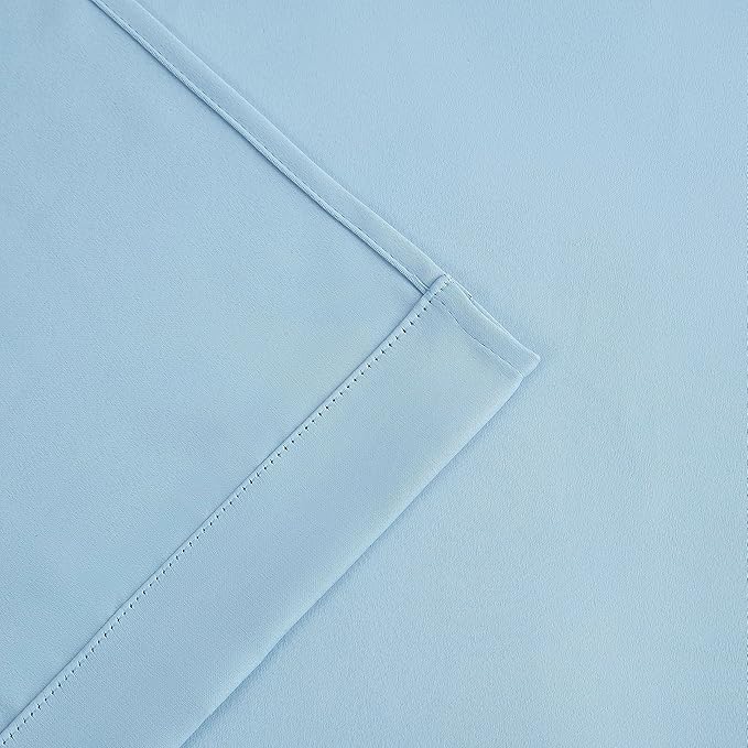 Bujasso Sky Blue 80% Blackout Curtains with Sheer Overlay Mix and Match Double Layer Thermal Insulated Window Panels 84 inch for Living Room Bedroom Blue Drapes with Tiebacks Grommet Top 37" Wx84 Lx2
