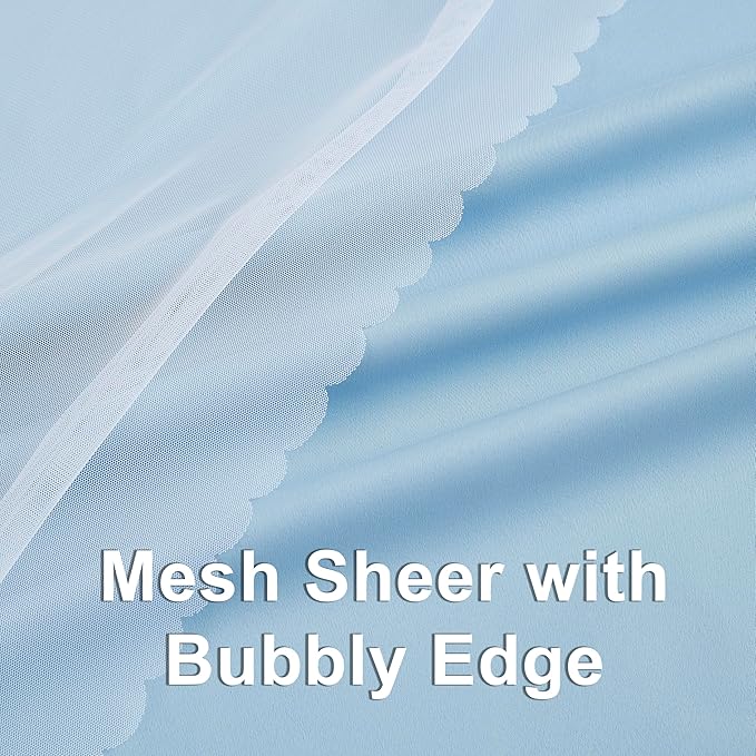 Bujasso Sky Blue 80% Blackout Curtains with Sheer Overlay Mix and Match Double Layer Thermal Insulated Window Panels 84 inch for Living Room Bedroom Blue Drapes with Tiebacks Grommet Top 37" Wx84 Lx2