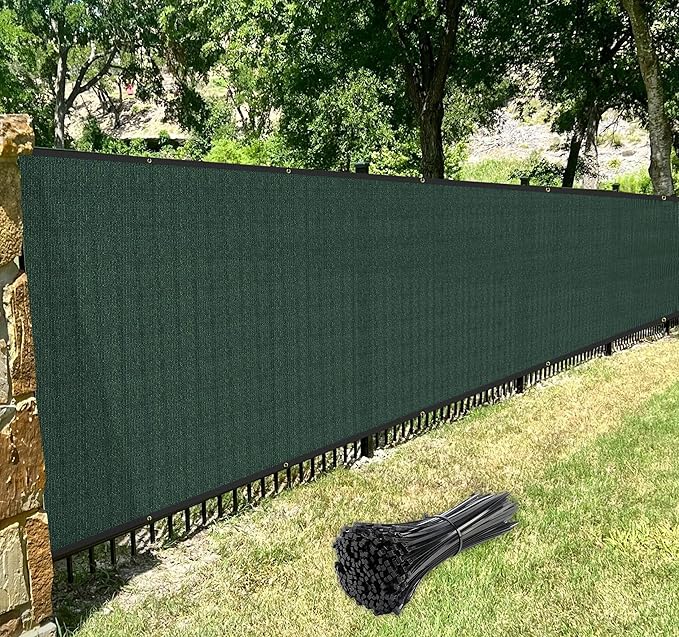 Windscreen4less Privacy Fence Screen Heavy Duty Windscreen Fencing Mesh Fabric Shade Net Cover with Brass Grommtes for Outdoor Wall Garden Yard Pool Deck, 8'x272' Green